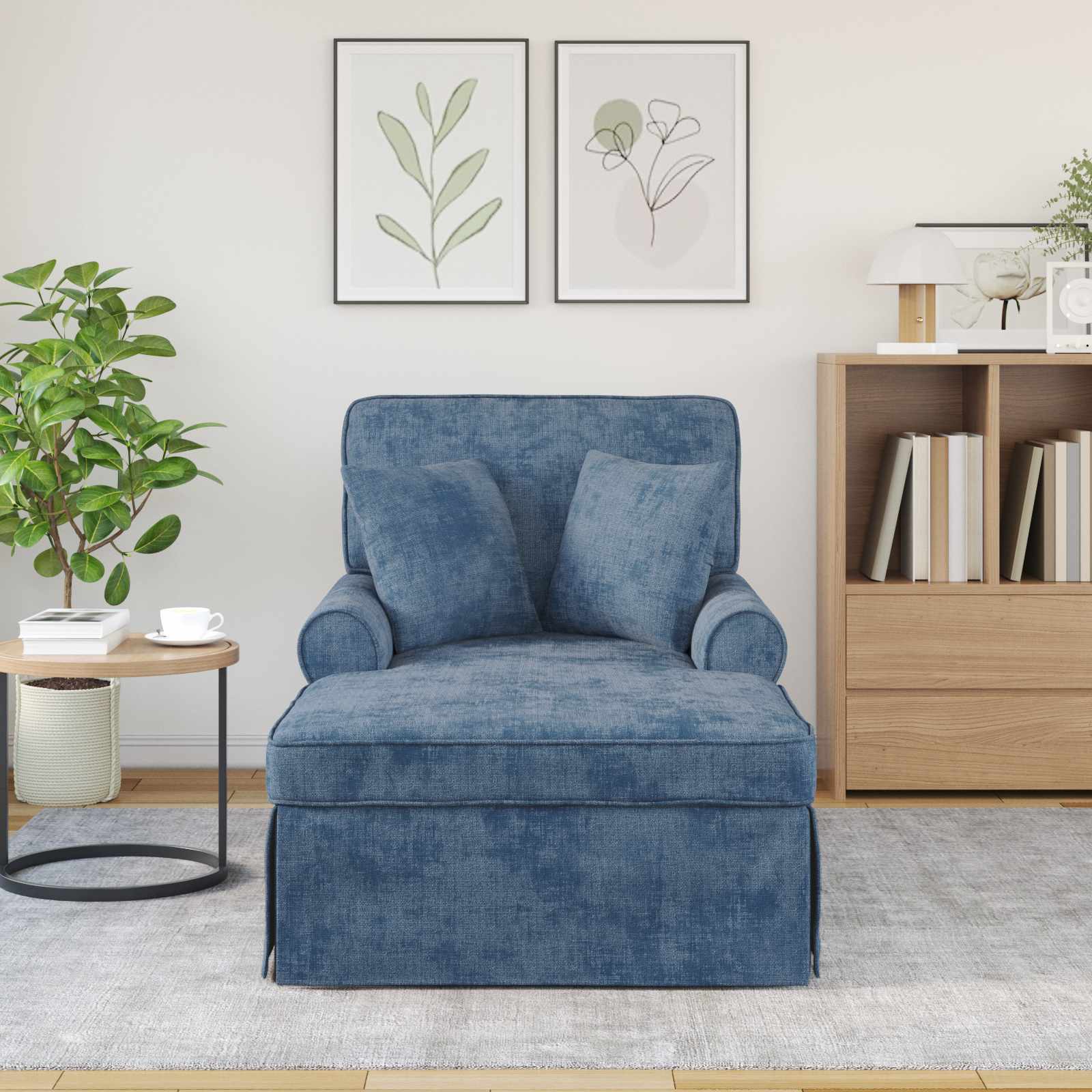 Chaise Lounge mit Rock mit Kissen Creme 157 x 91 x 91 cm ARES