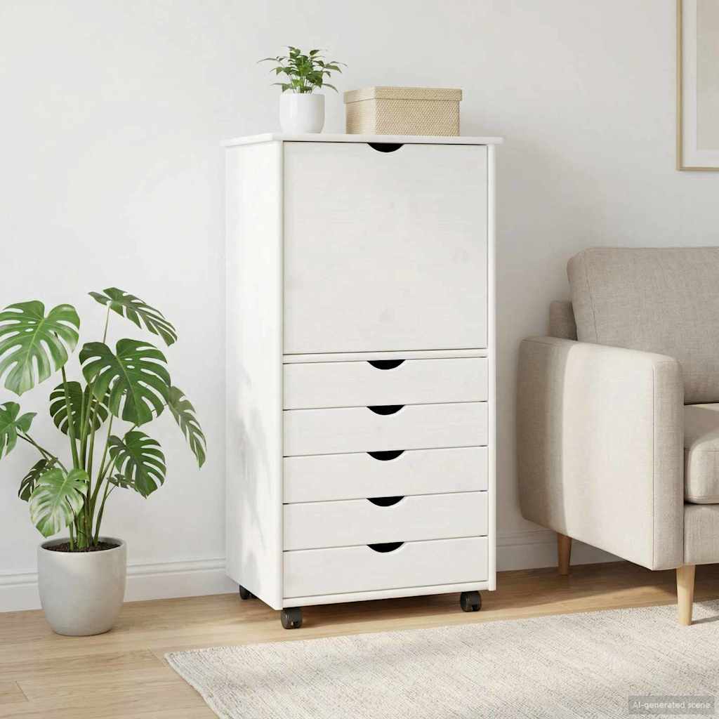 Rollschrank Honigbraun 53 x 39 x 103 cm Massivholz Kiefer