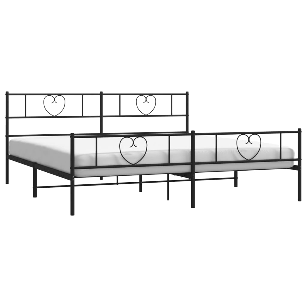 Bettgestell mit Kopfteil Metall Schwarz 100x190 cm