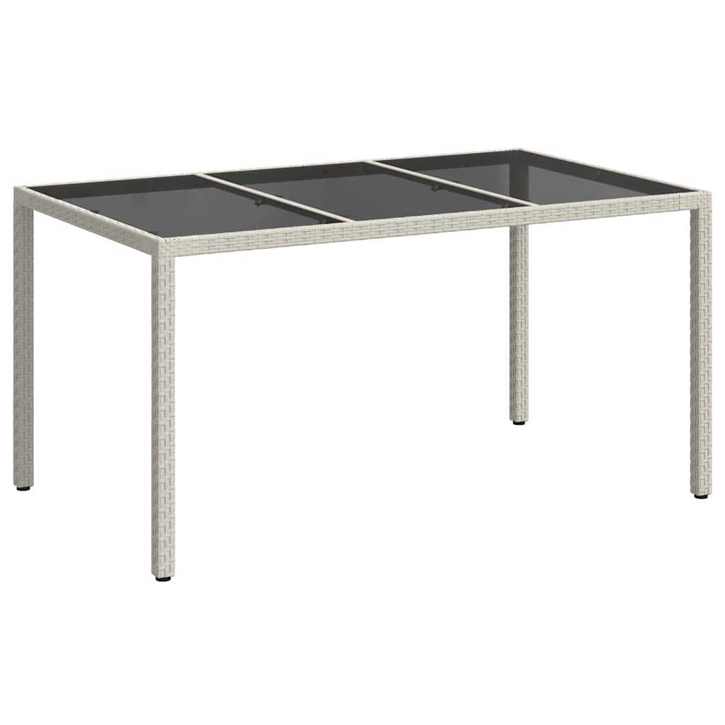 Gartentisch 150x90x75 cm Hartglas und Poly Rattan Grau