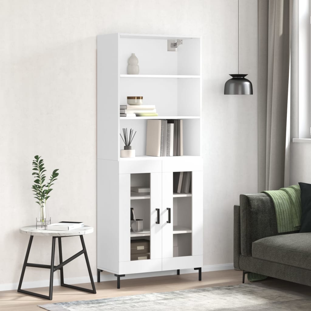 Highboard Hochglanz-Weiß 69,5x34x180 cm Holzwerkstoff