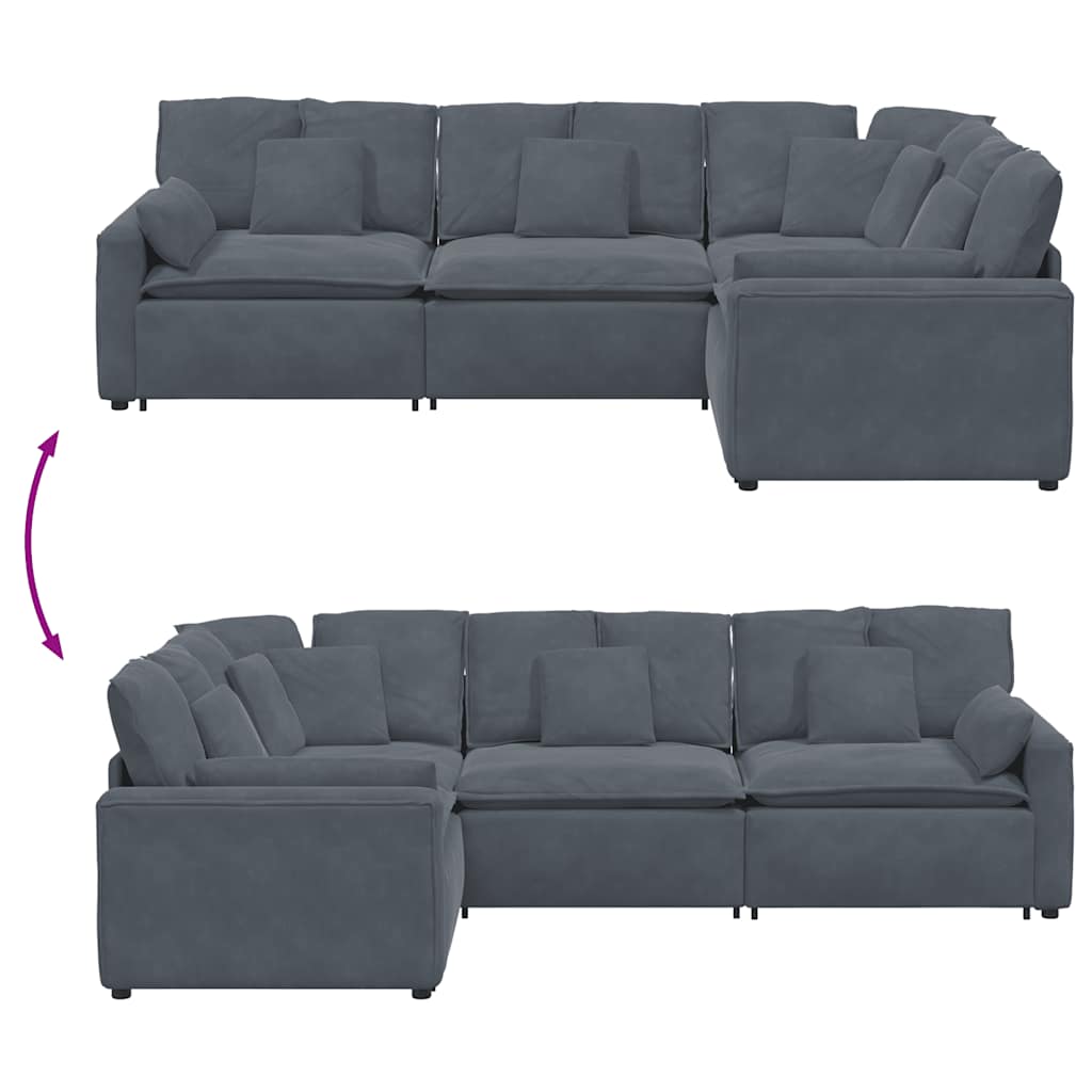 Modulares Sofa mit Kissen Samt Blau