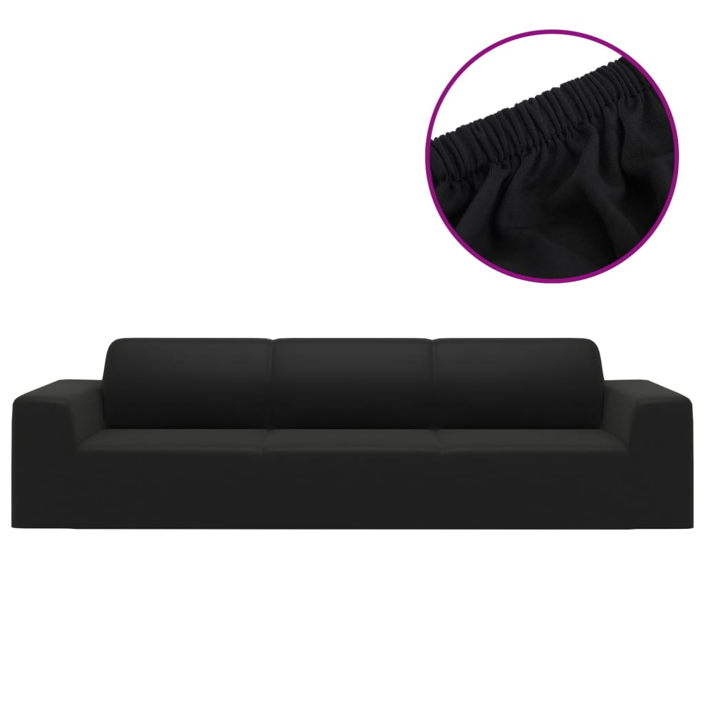 Stretch-Sofahusse Schwarz Polyester-Jersey