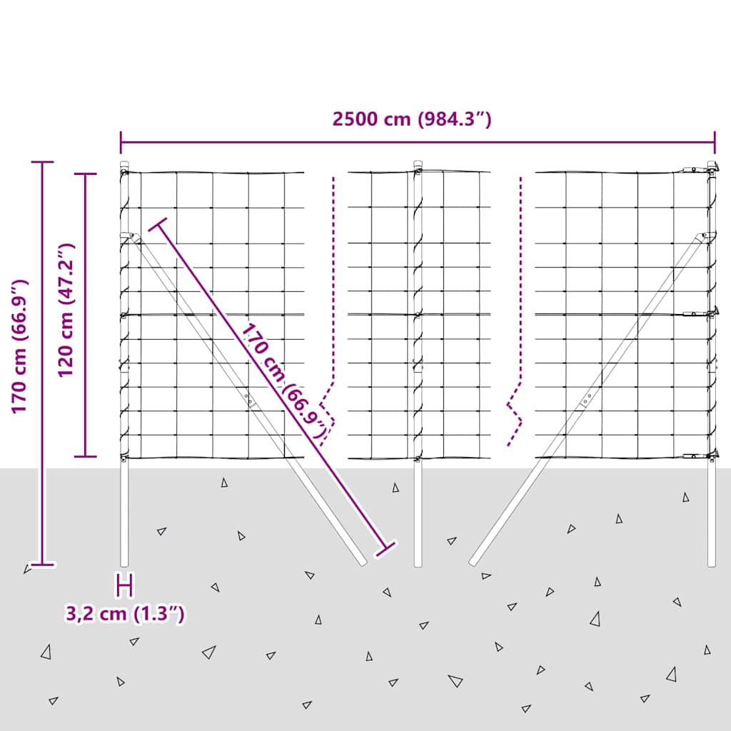Ground Fix Geschweißter Drahtzaun 25 x 0,8 m Silber Netz