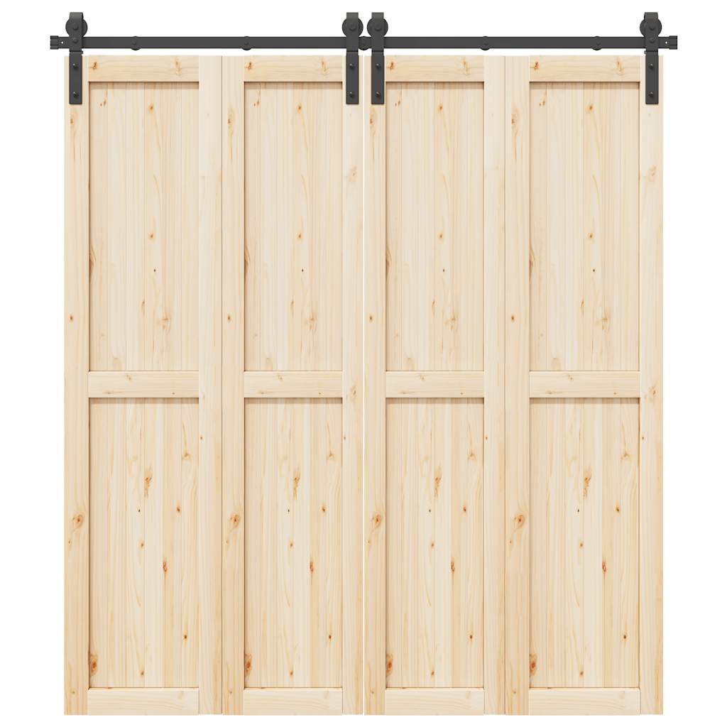 Schiebetürbeschlag-Set 183 cm Stahl Schwarz