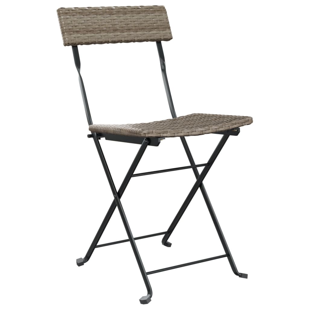 Bistrostühle 4 Stk. Klappbar Schwarz Poly Rattan und Stahl