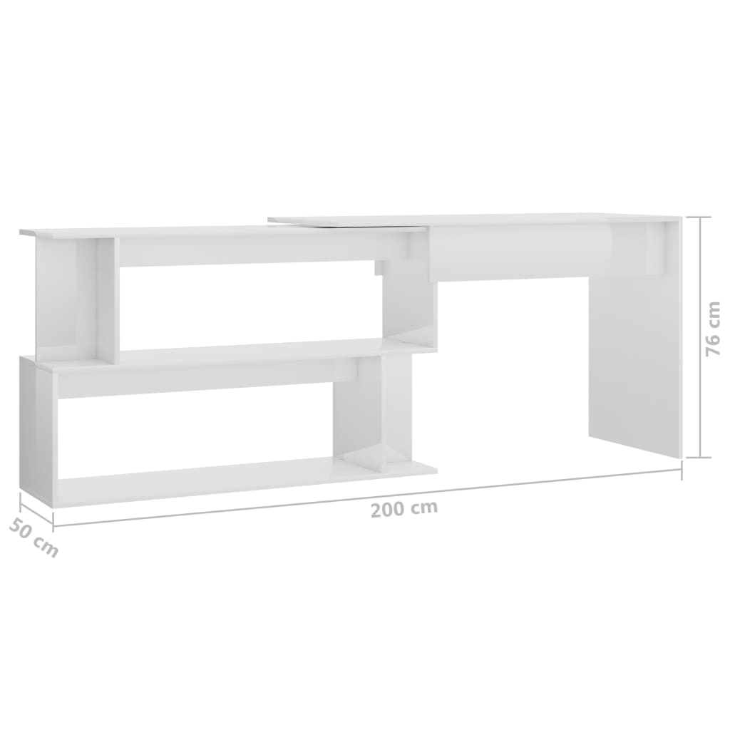 Eckschreibtisch Weiß 200x50x76 cm Holzwerkstoff