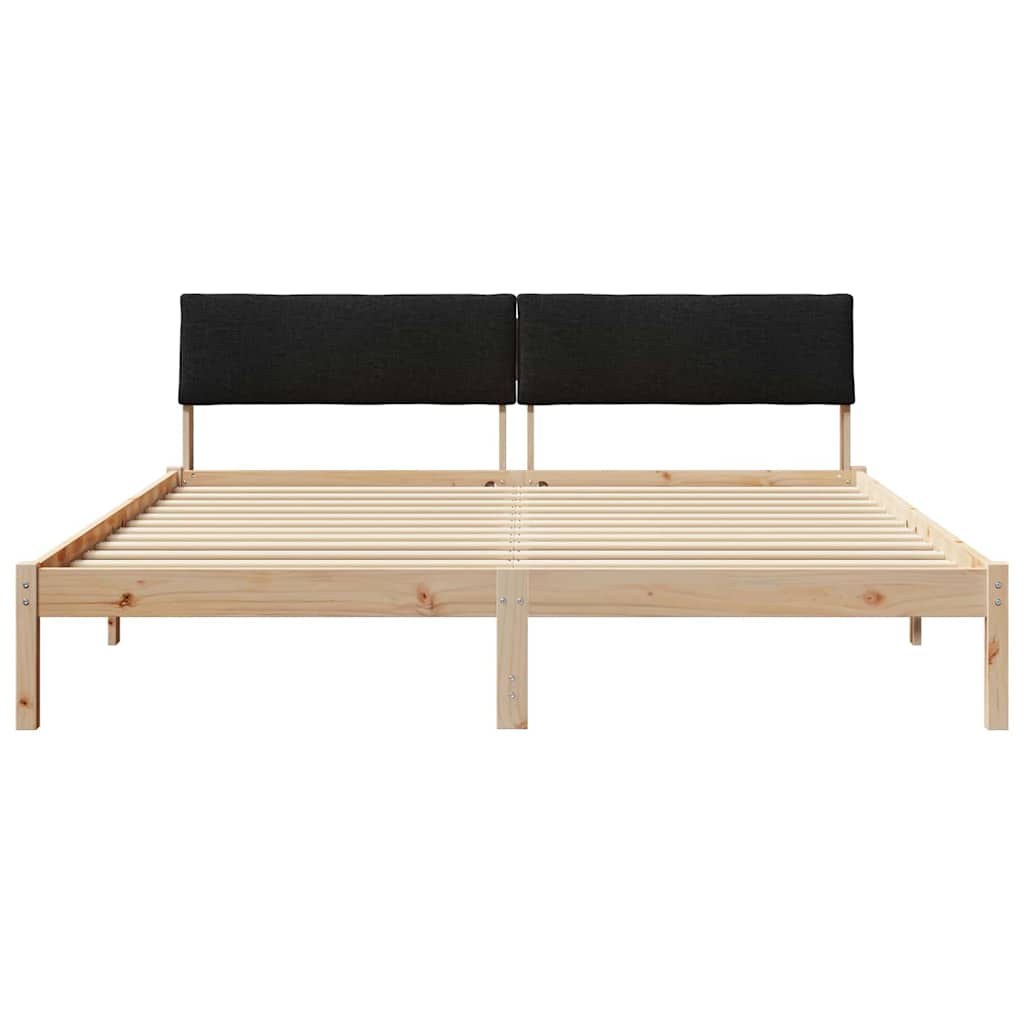 Bettgestell Braun und hellgrau 200 x 200 cm Massivholz Kiefer