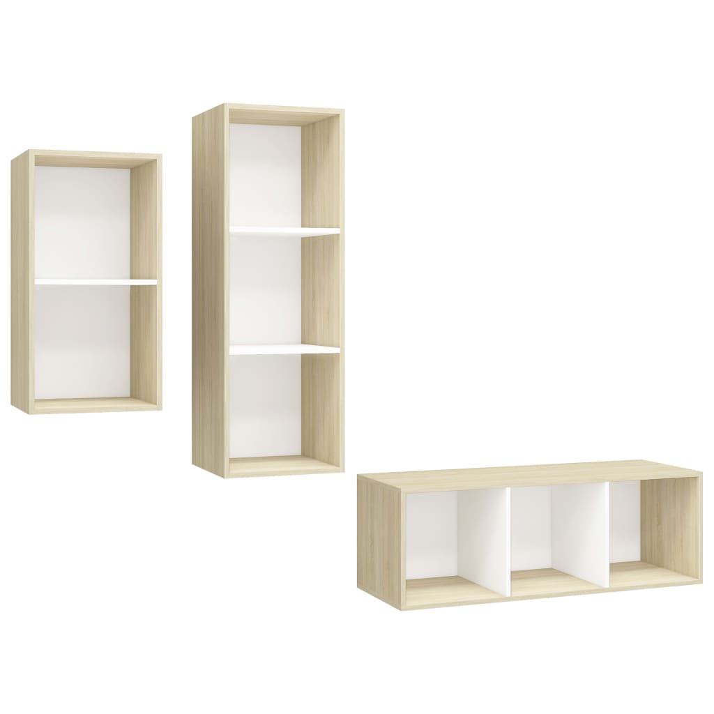 3-tlg. TV-Schrank-Set Weiß Holzwerkstoff