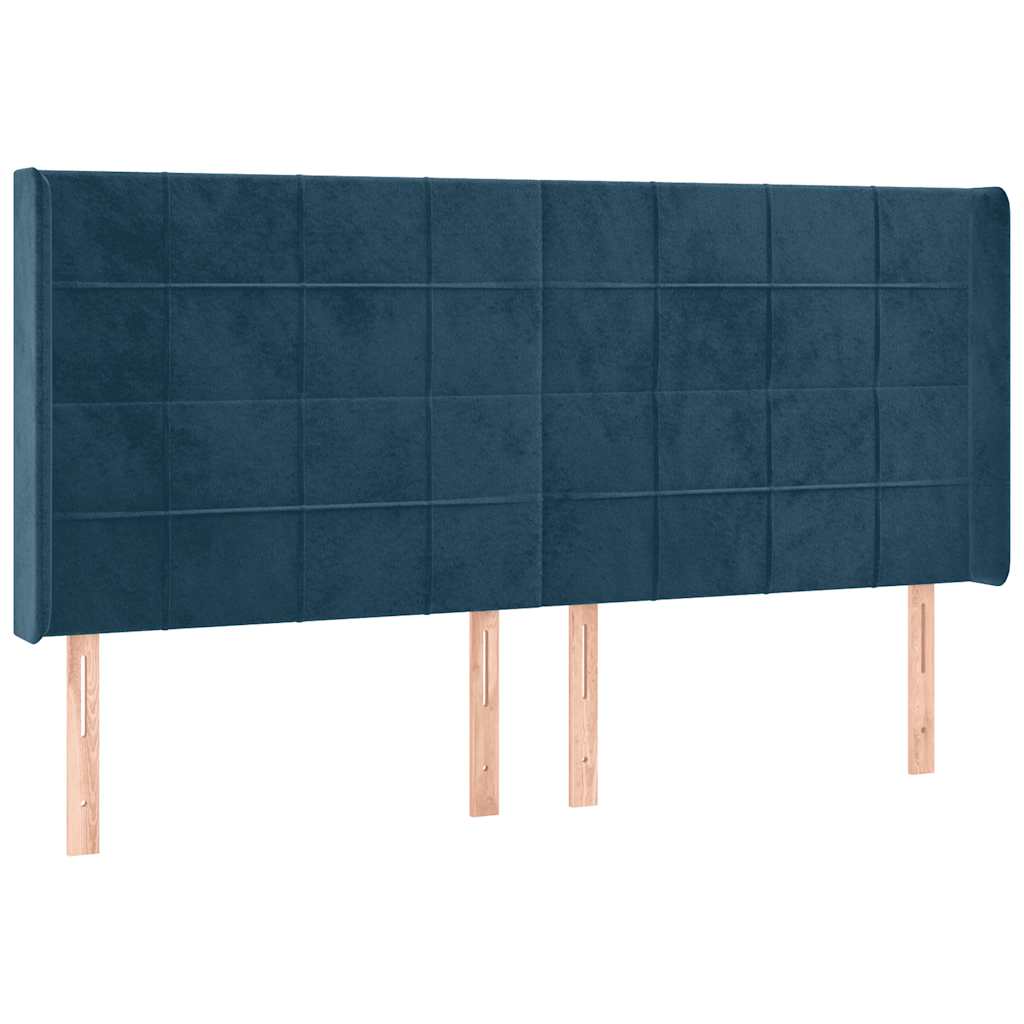 Kopfteil mit Ohren Dunkelblau 93x16x78/88 cm Samt