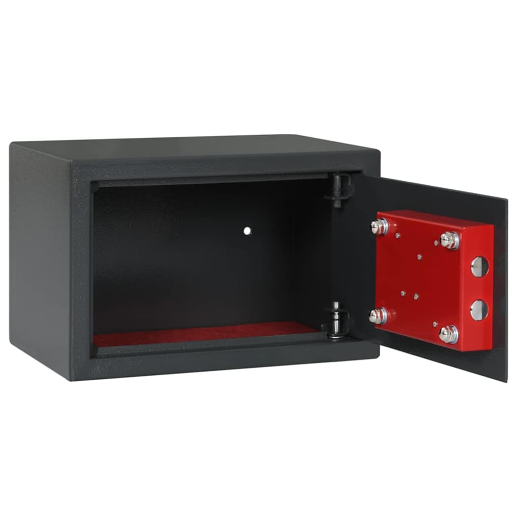 Safe Box mit Schloss Dunkelgrau 23 x 17 x 17 cm Stahl