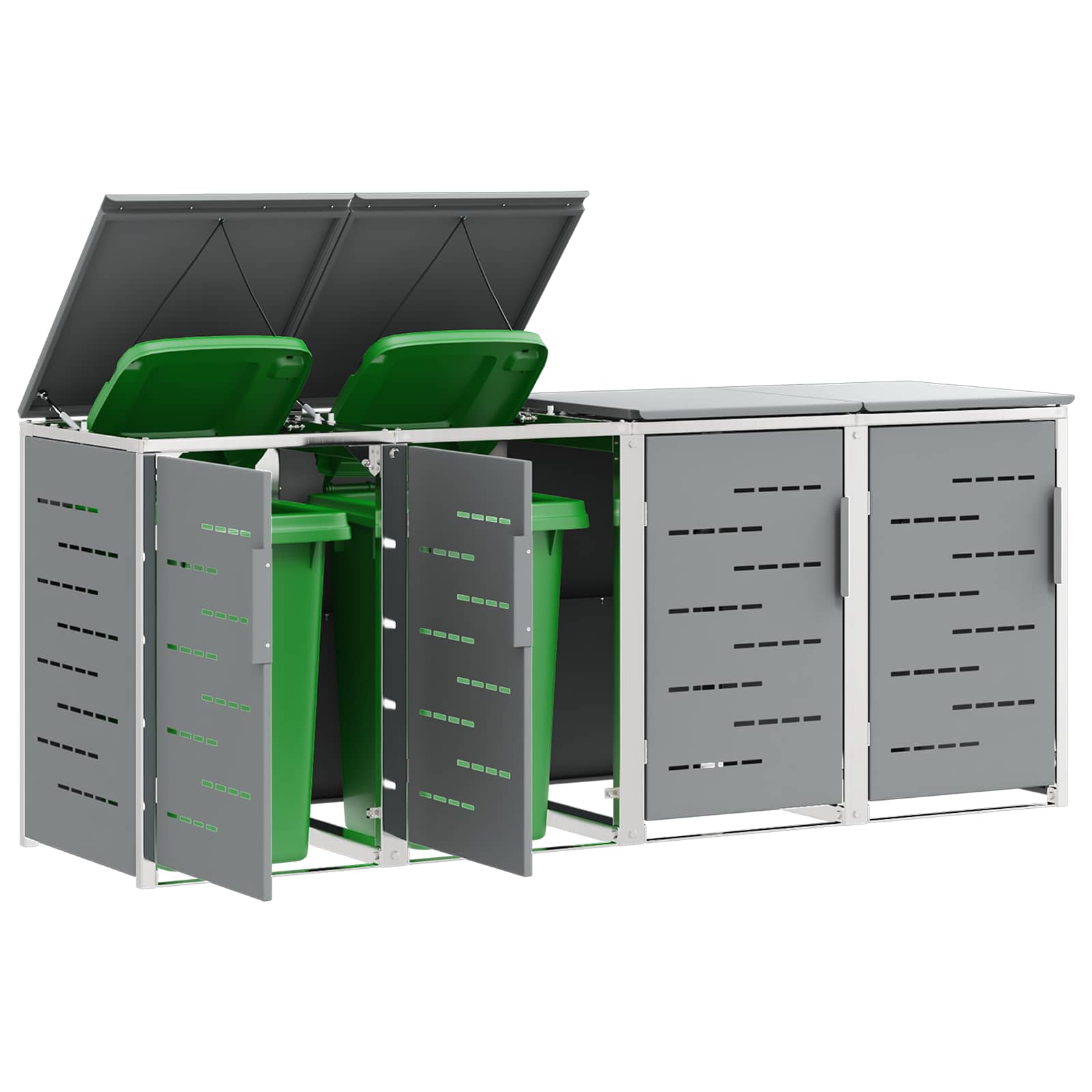 Mülltonnenbox for 2 Bins 240L Edelstahl Schwarz
