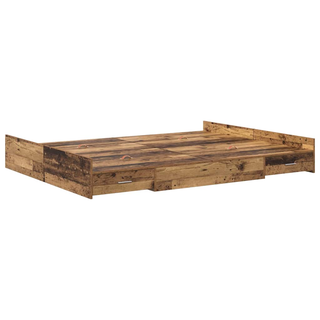 Aufbewahrungsbettgestell Weiß 200 x 200 cm Holzwerkstoff