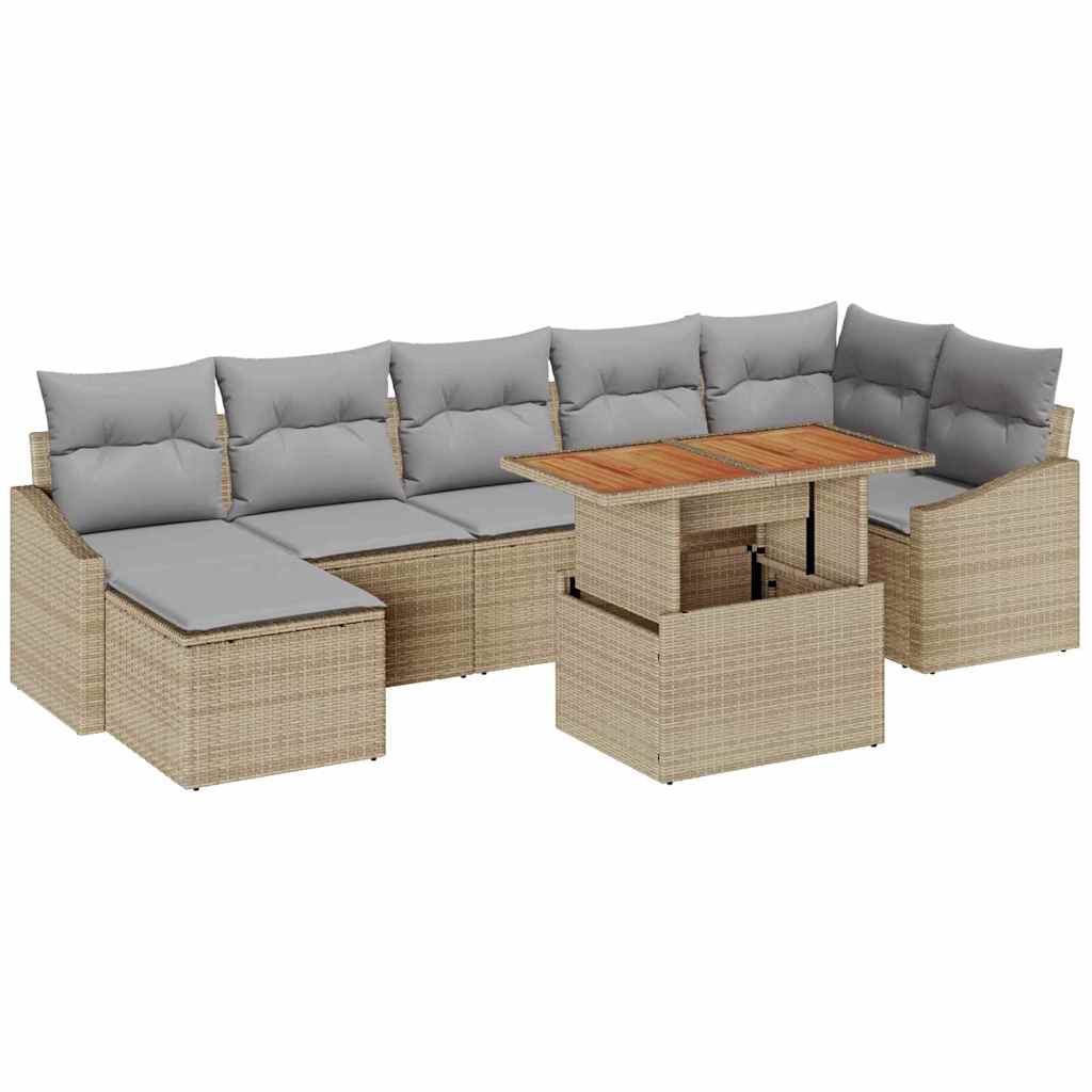 Garten Essgruppe mit Kissen 8 pcs Schwarz und Creme
