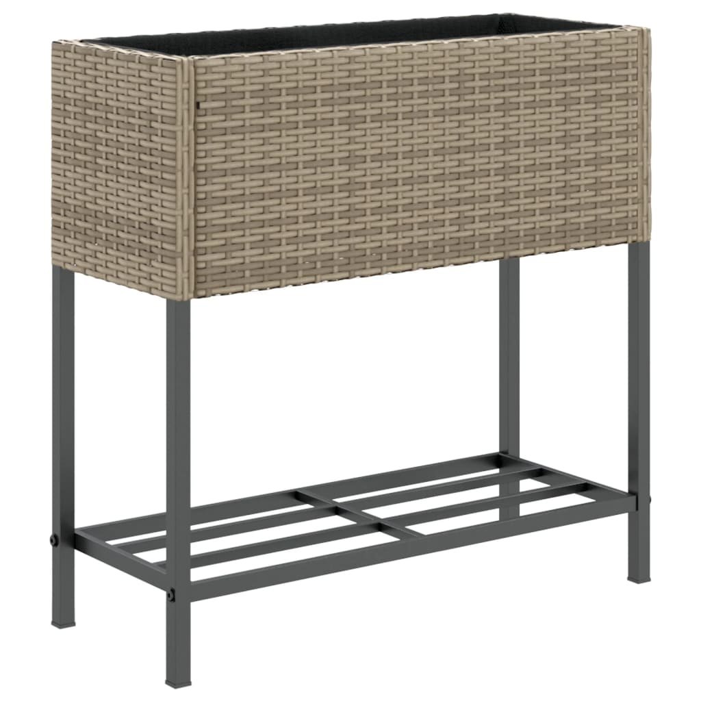 Hochbeete mit Ablage 2 Stk. Schwarz 70x28x70 cm Poly Rattan