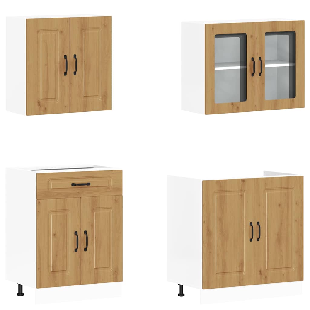 4-tlg. Küchenschrank-Set Kalmar Weiß Holzwerkstoff