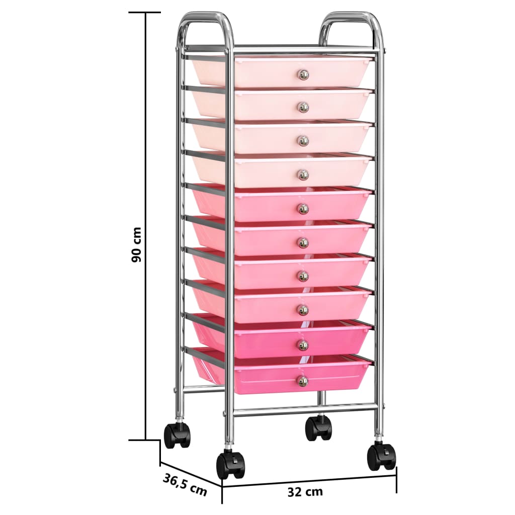 Schubladenwagen mit 4 Schubladen Rosa Kunststoff