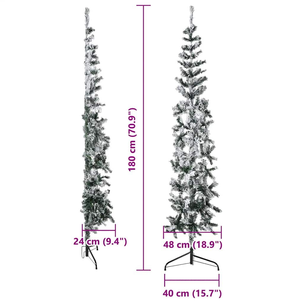 Künstlicher Halb-Weihnachtsbaum mit Ständer Schlank Weiß 180 cm