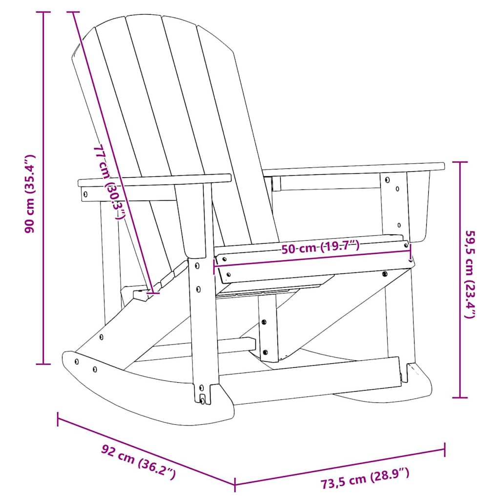 Adirondack-Schaukelstuhl Weiß 92 x 73,5 x 92 cm HDPE