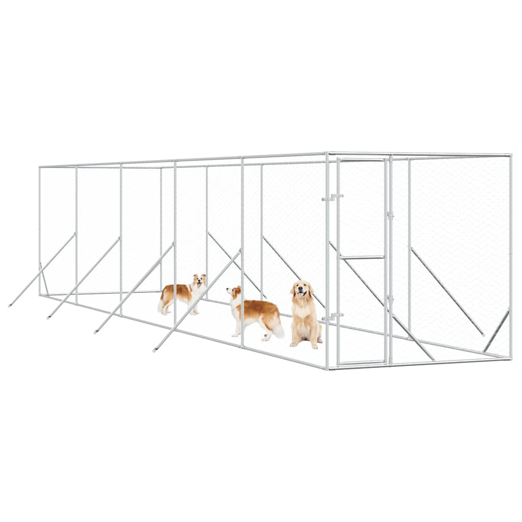 Outdoor-Hundezwinger Silbern 2x2x2 m Verzinkter Stahl