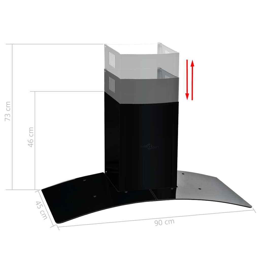 Dunstabzugshaube Wandmontage Edelstahl 756 m³/h 60 cm Schwarz