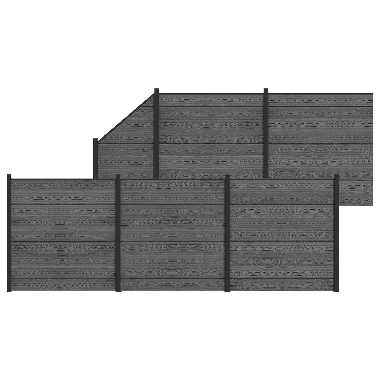 Zaunelement WPC 180x186 cm Schwarz