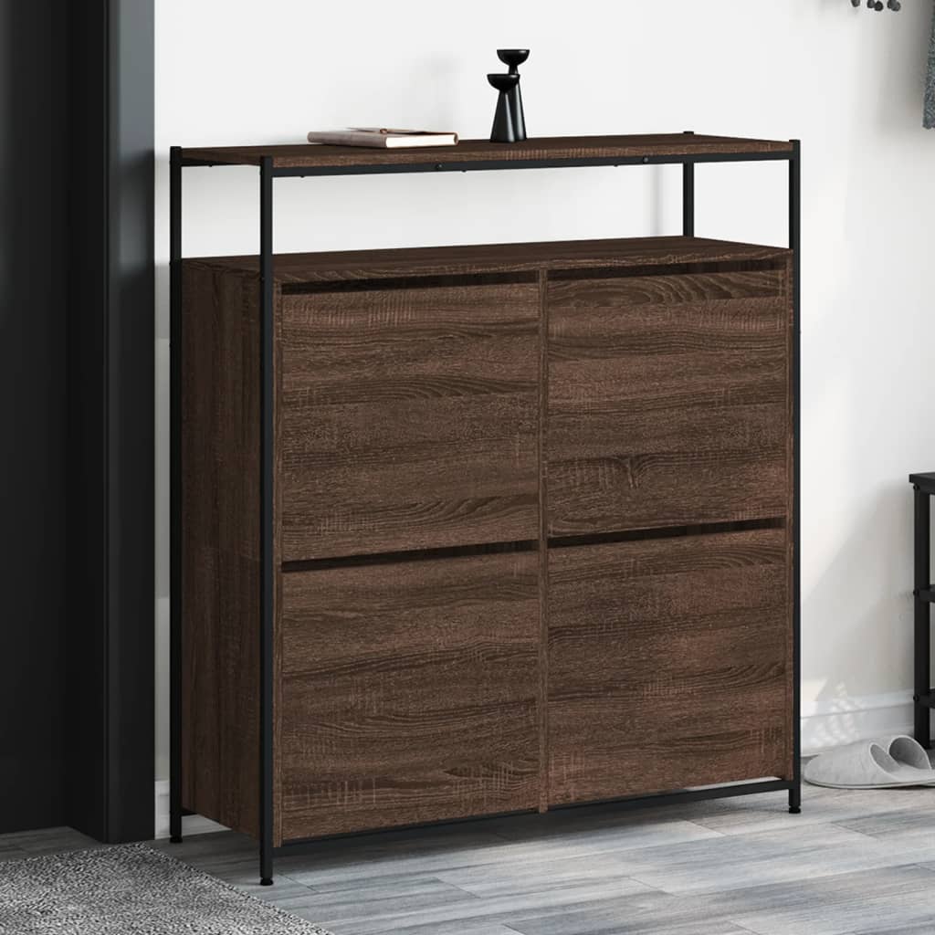 Schuhschrank mit 4 Klappen Sonoma-Eiche 100x34x112 cm