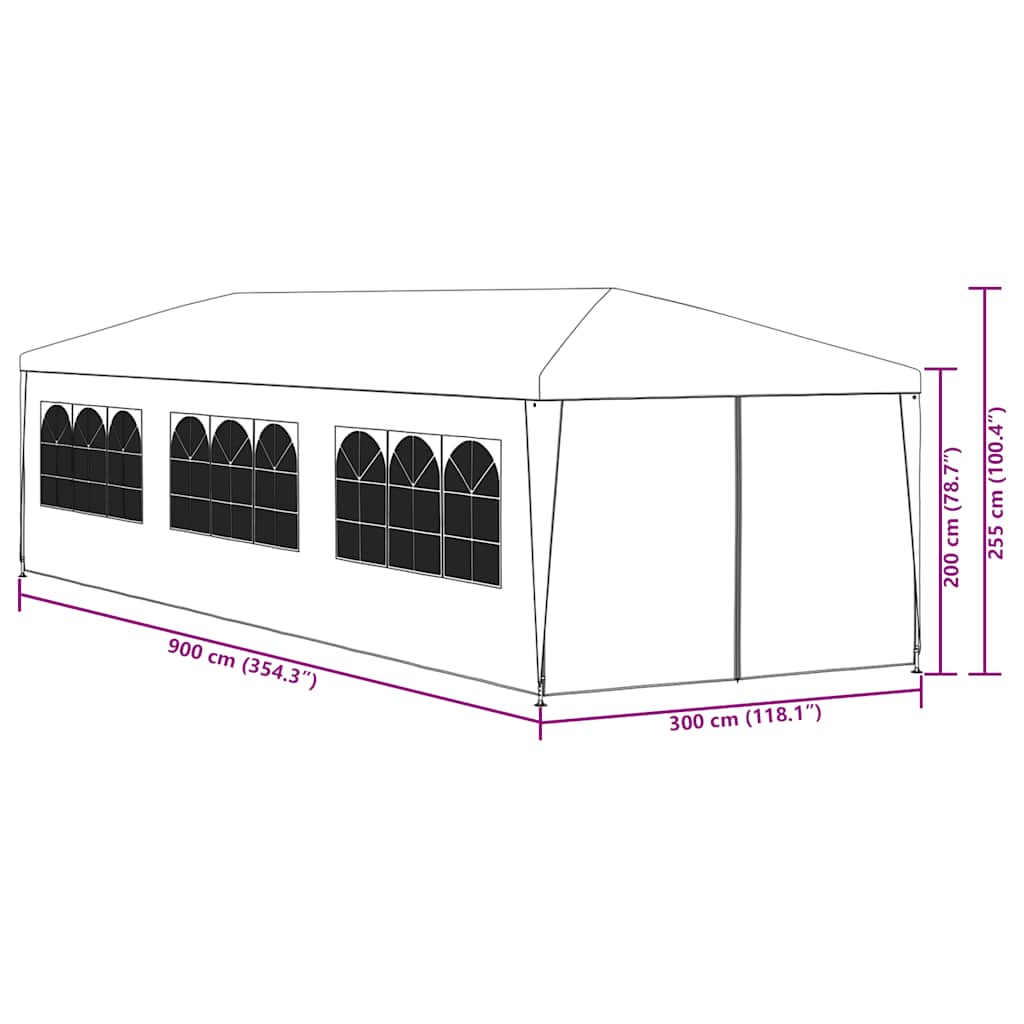 Party-Zelt 400 x 300 x 255 cm Rot PE und Stahl