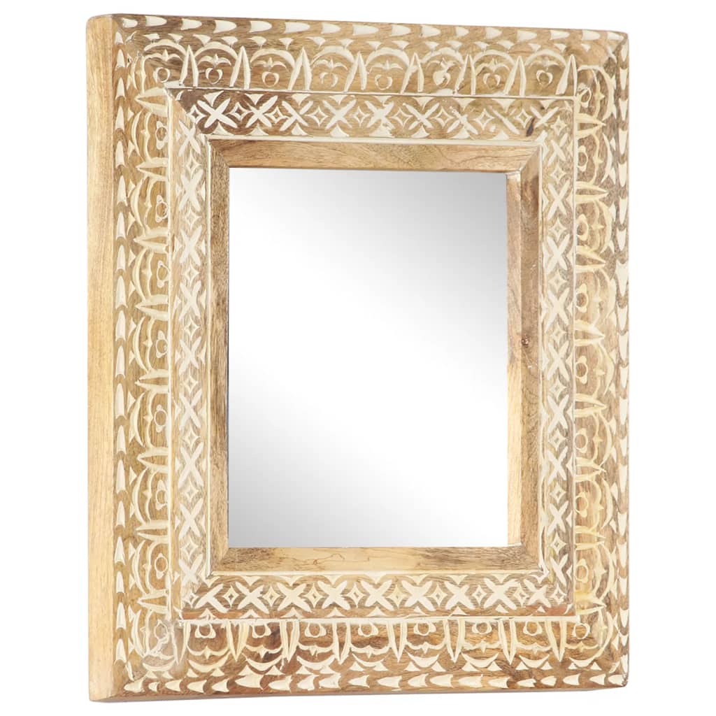 Spiegel Handgeschnitzt 50x50x2,6 cm Massivholz Mango