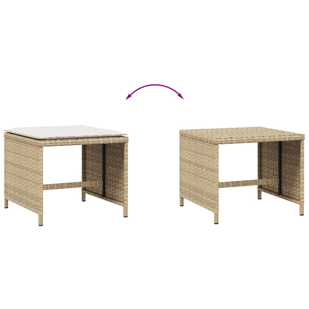 Gartenhocker mit Kissen 4 Stk. Schwarz 41x41x36 cm Poly Rattan