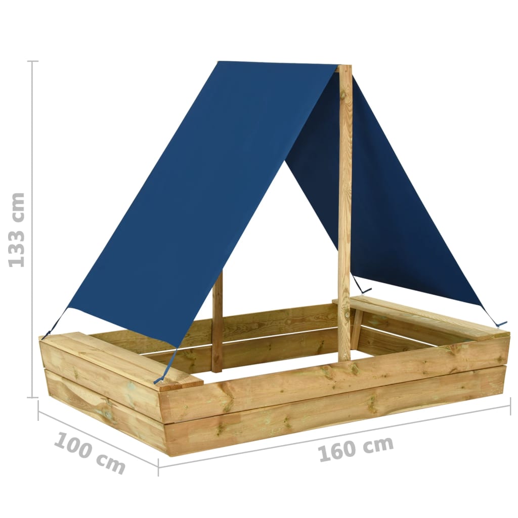 Sandkasten mit Dach 80x60x97,5 cm Imprägniertes Kiefernholz