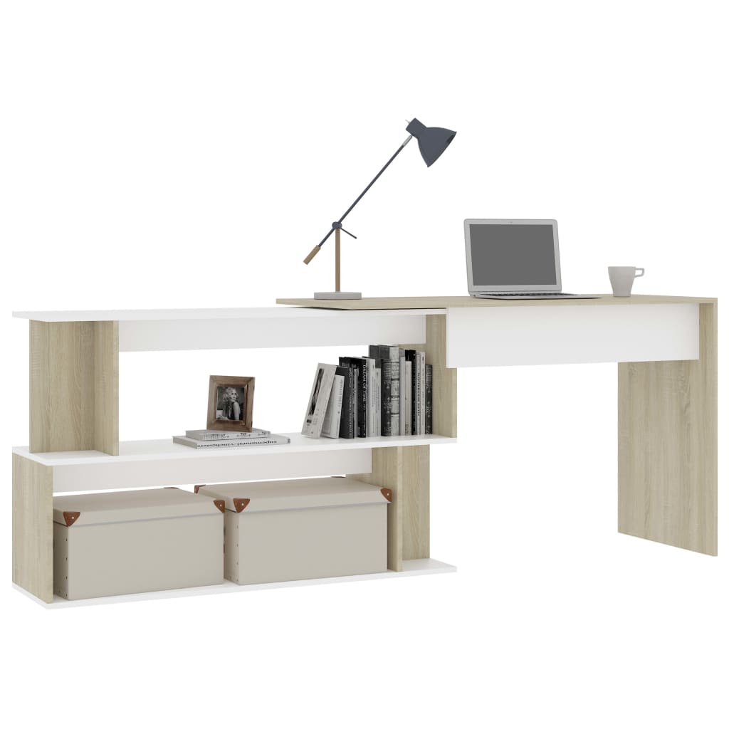 Eckschreibtisch Weiß 200x50x76 cm Holzwerkstoff