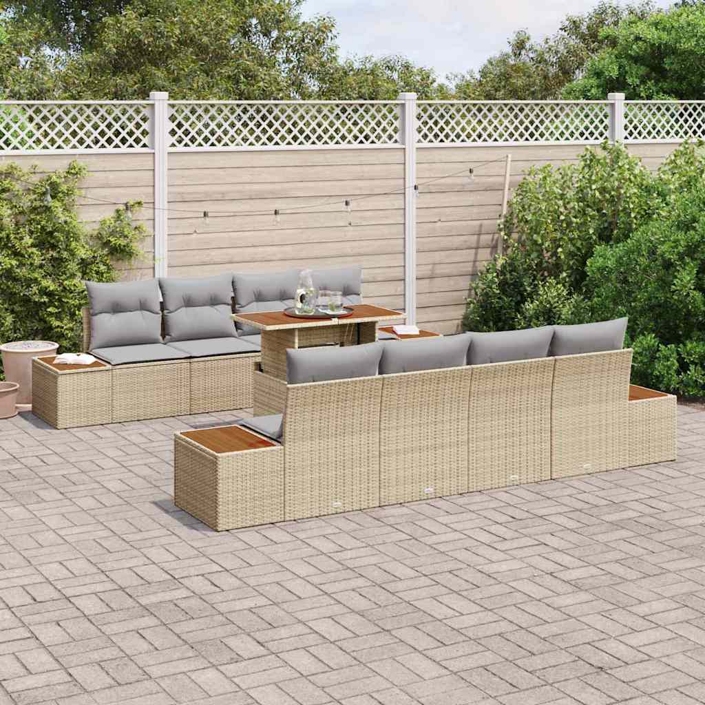 Garten Essgruppe mit Kissen 9 pcs Schwarz und Beige
