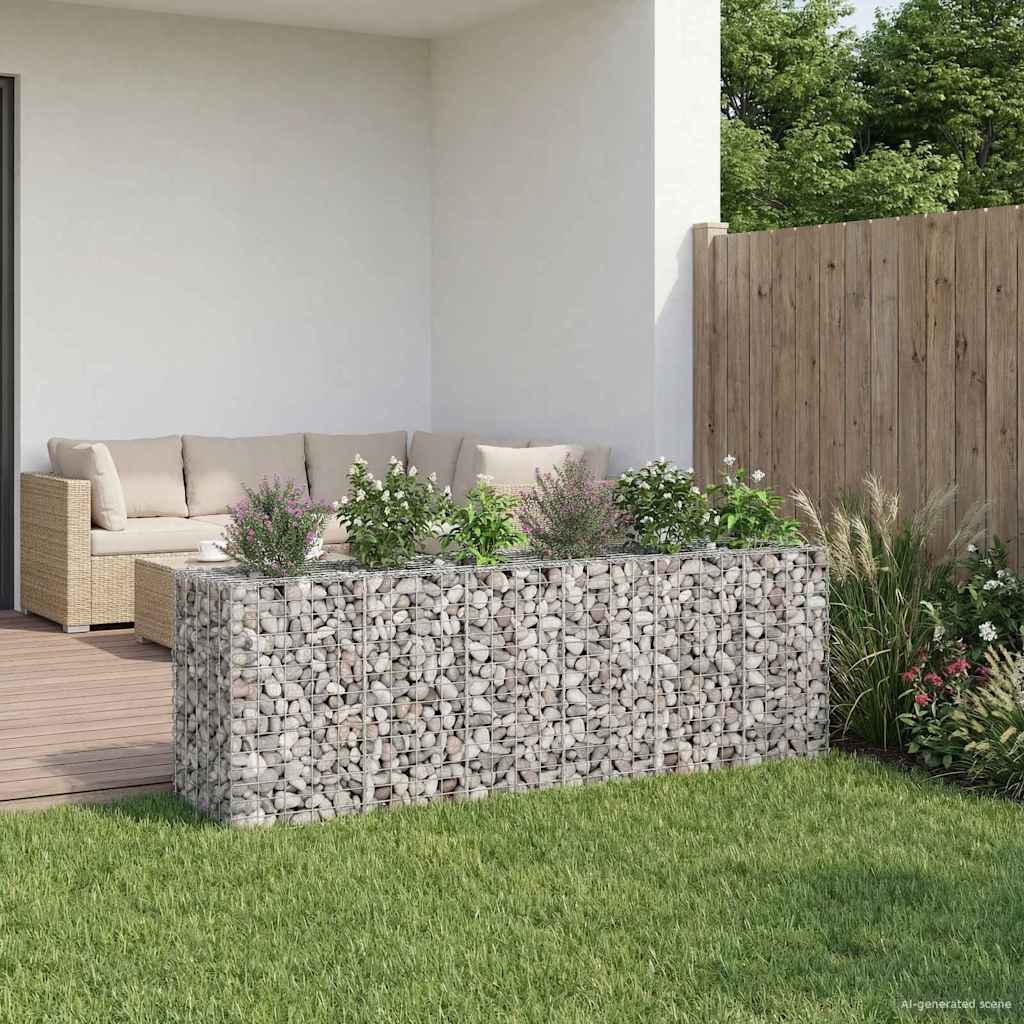 Gabionen Hochbeet 2 pcs Silber 260 x 60 x 55 cm