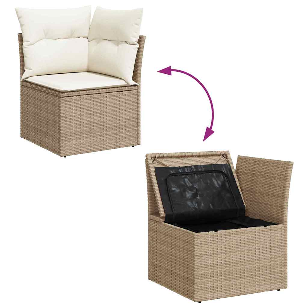 Garten Essgruppe mit Kissen 6 pcs Schwarz und Creme