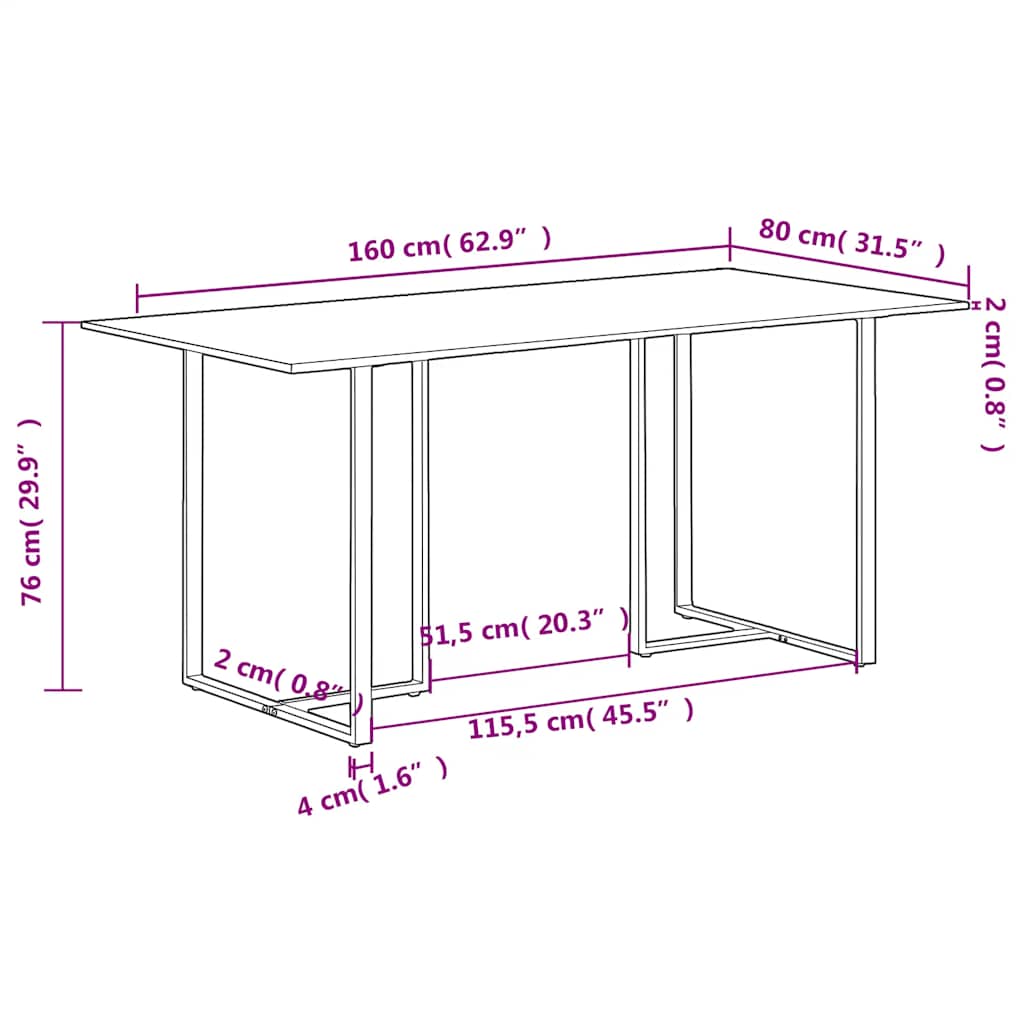 Esstisch 110x55x75,5 cm Massivholz Mango
