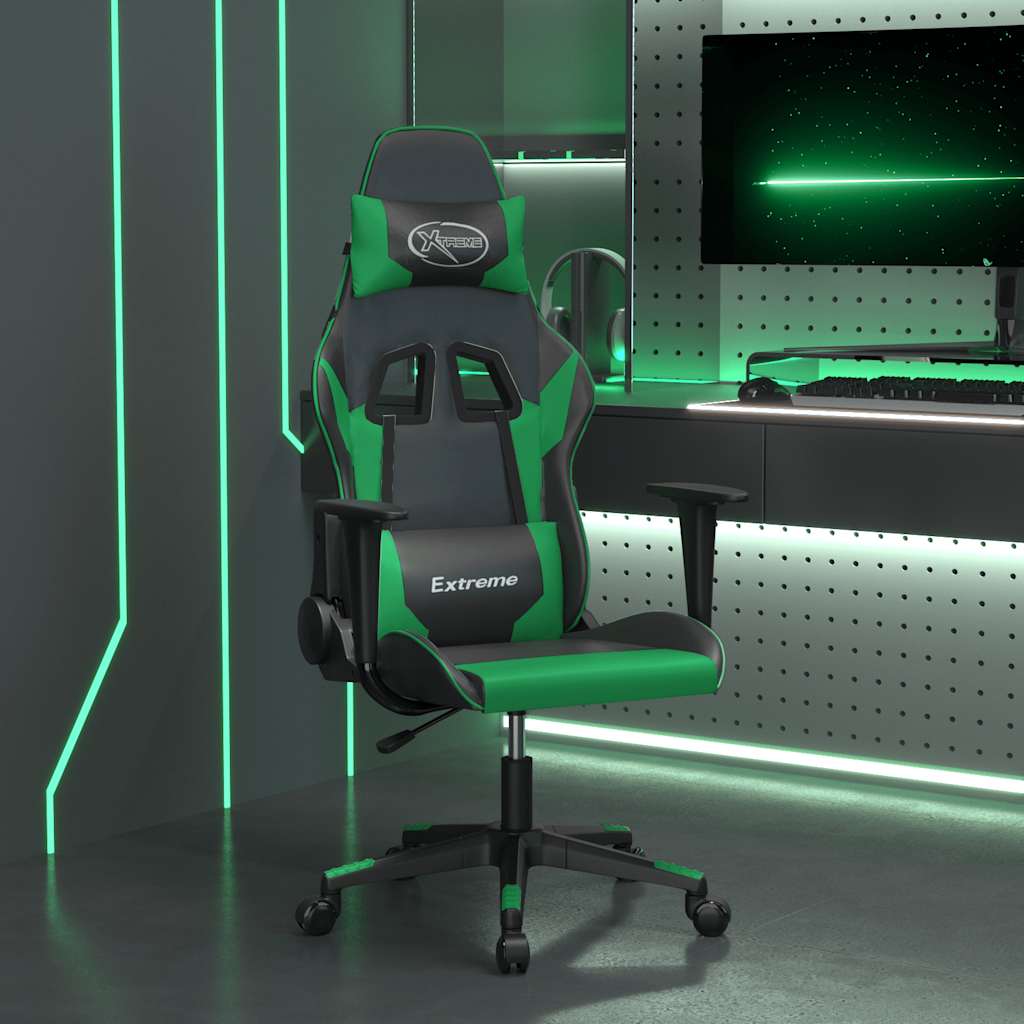 Gaming-Stuhl mit Massagefunktion Schwarz und Blau Kunstleder