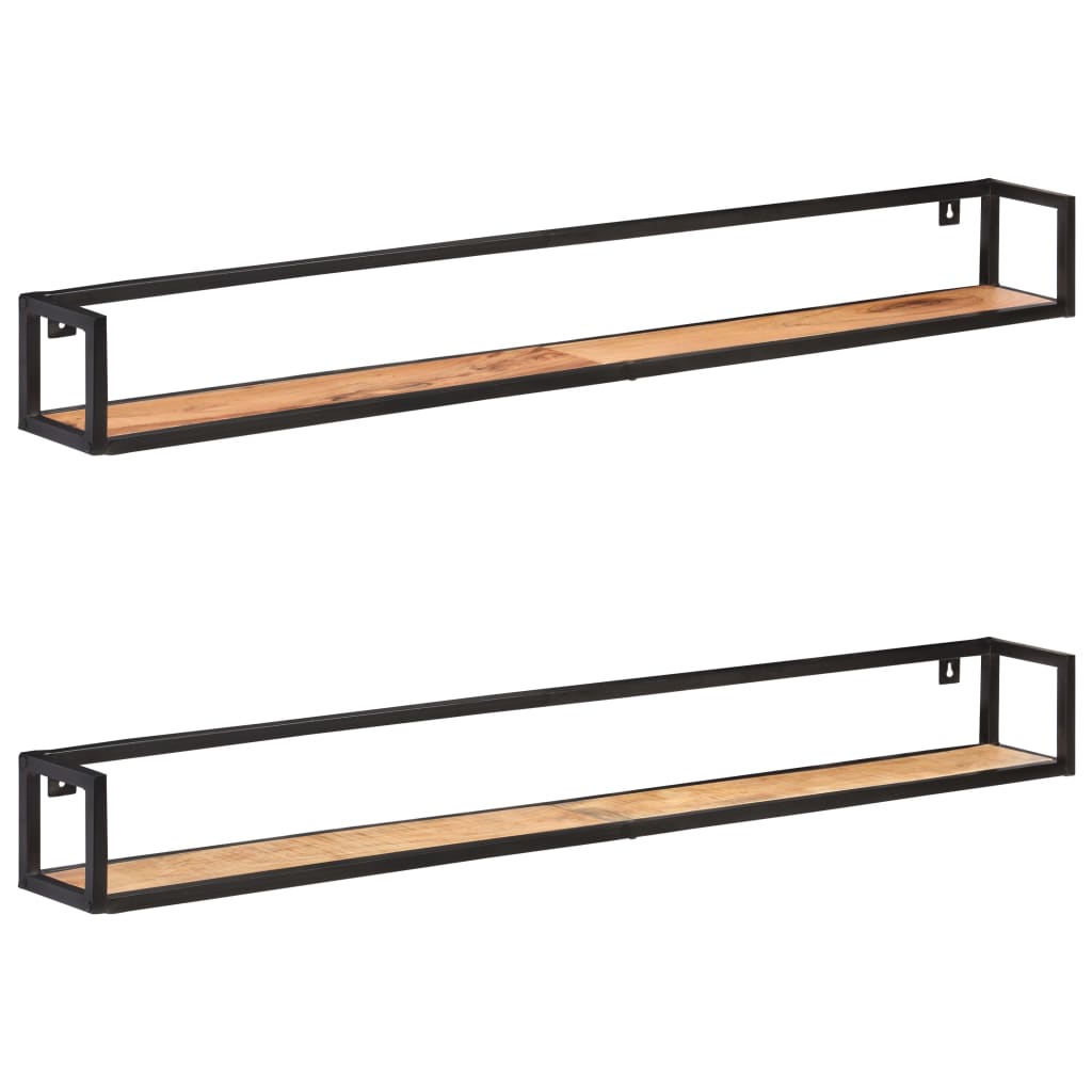 Wandregale 2 Stk. 120 cm Raues Mangoholz