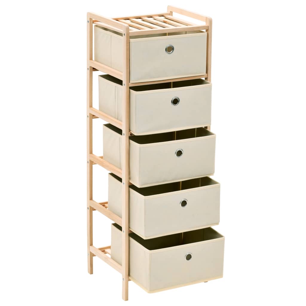 Korb-Kommode mit 3 Stoffkörben Zedernholz Beige