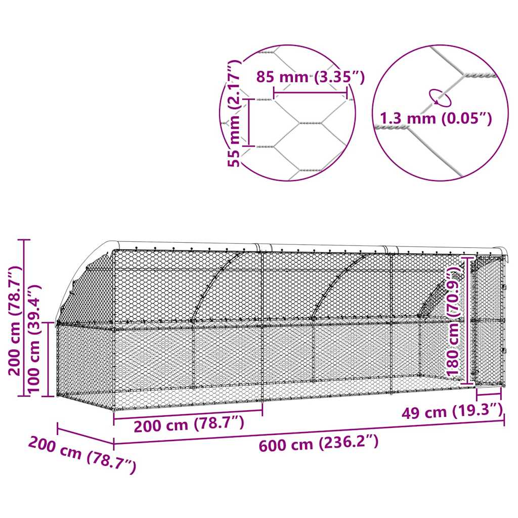 Hundekäfig 2 pcs Silber 4 x 2 x 2 m Verzinkter Stahl