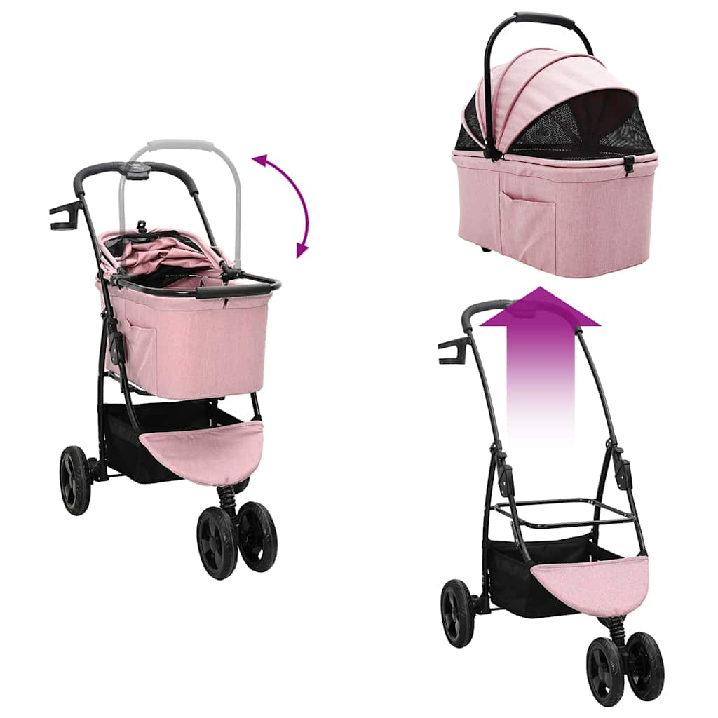 Faltbarer Haustierwagen Rosa 81 x 47 x 99 cm Polyester
