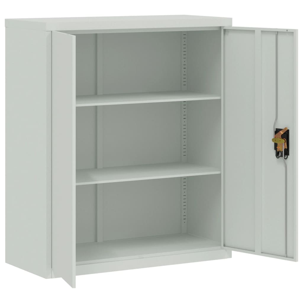 Aktenschrank mit 2 Türen Grau 90 cm Stahl