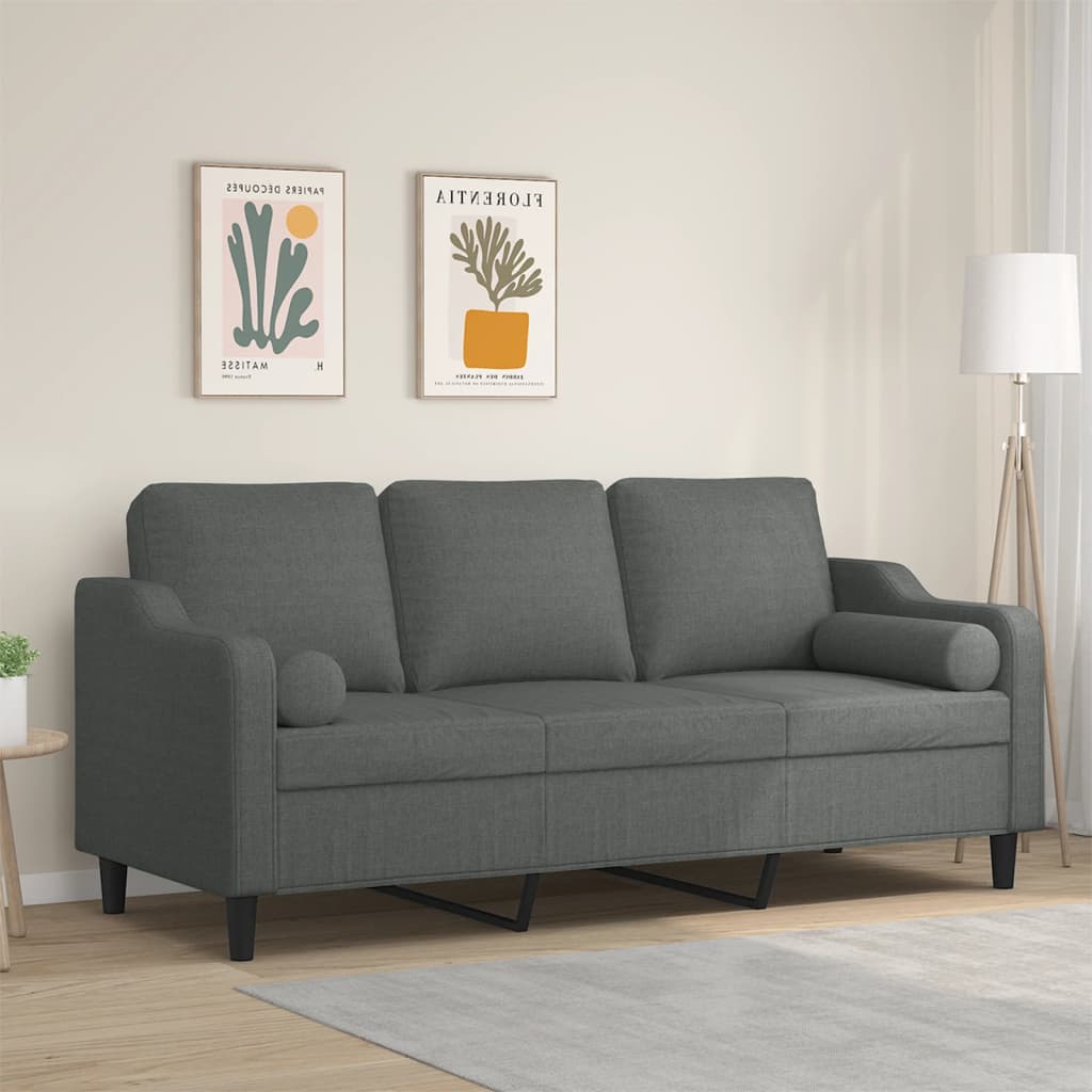 2-Sitzer-Sofa mit Zierkissen Braun 120 cm Stoff