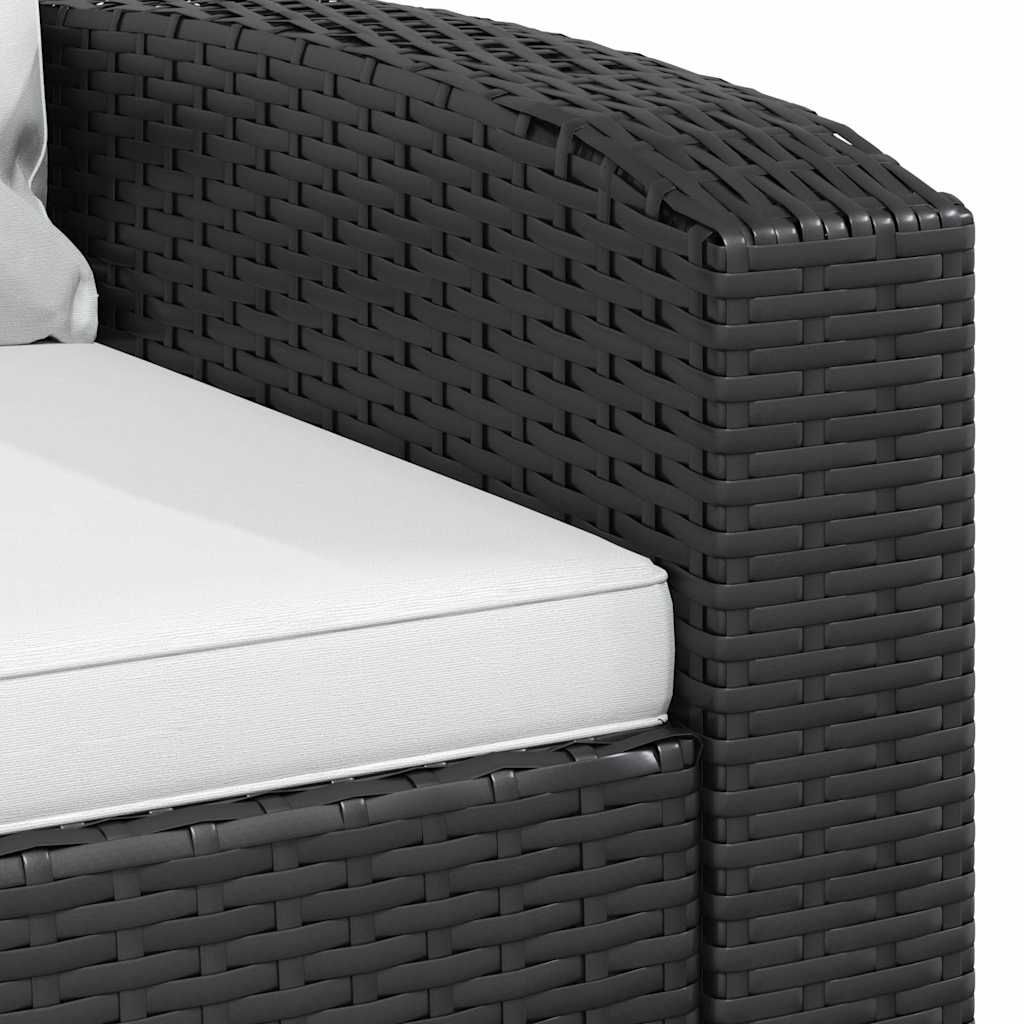 Gartensessel Verstellbar mit Kissen Hellbraun Poly Rattan