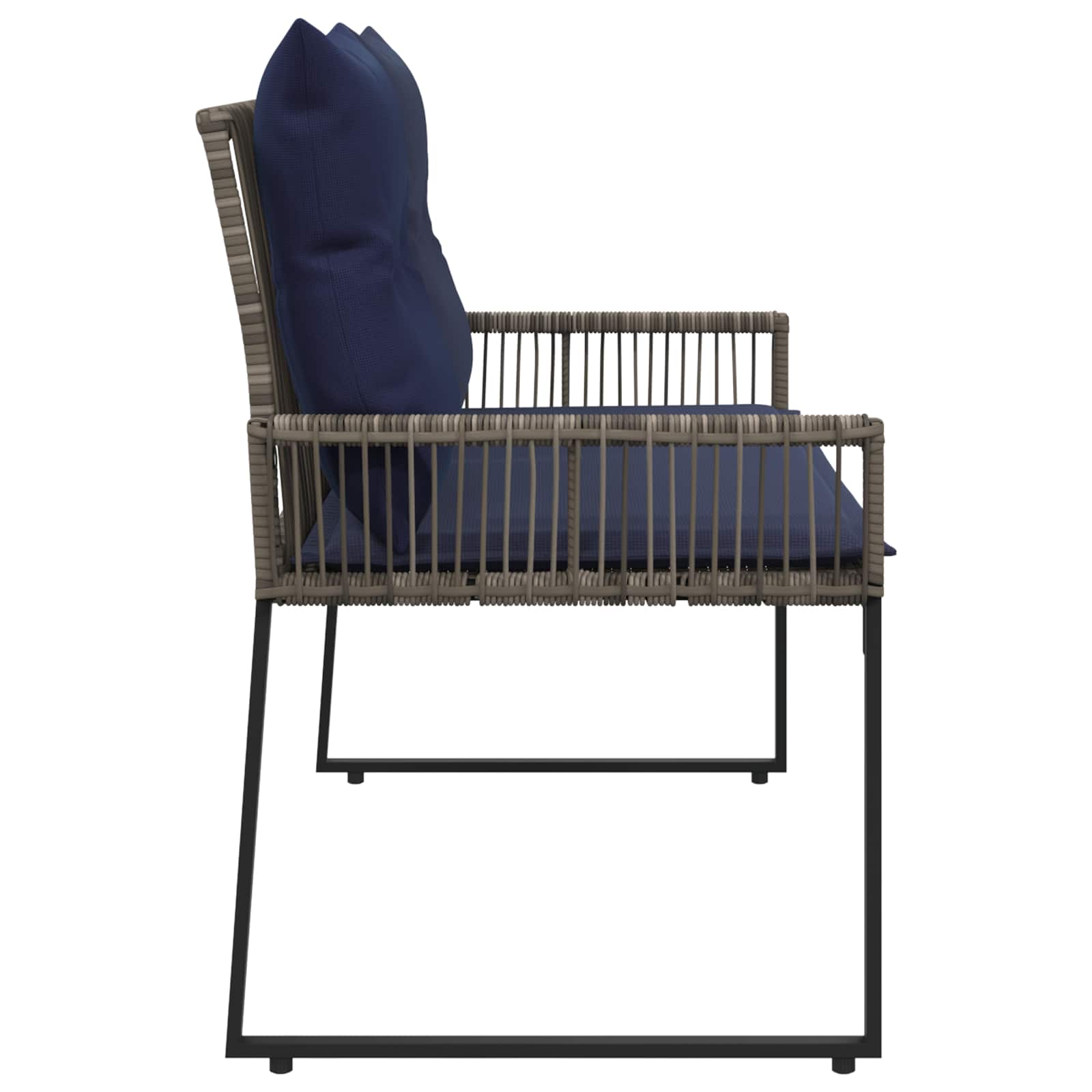 Bank Outdoor mit Kissen 4 pcs Schwarz und Cremeweiß Poly-Rattan