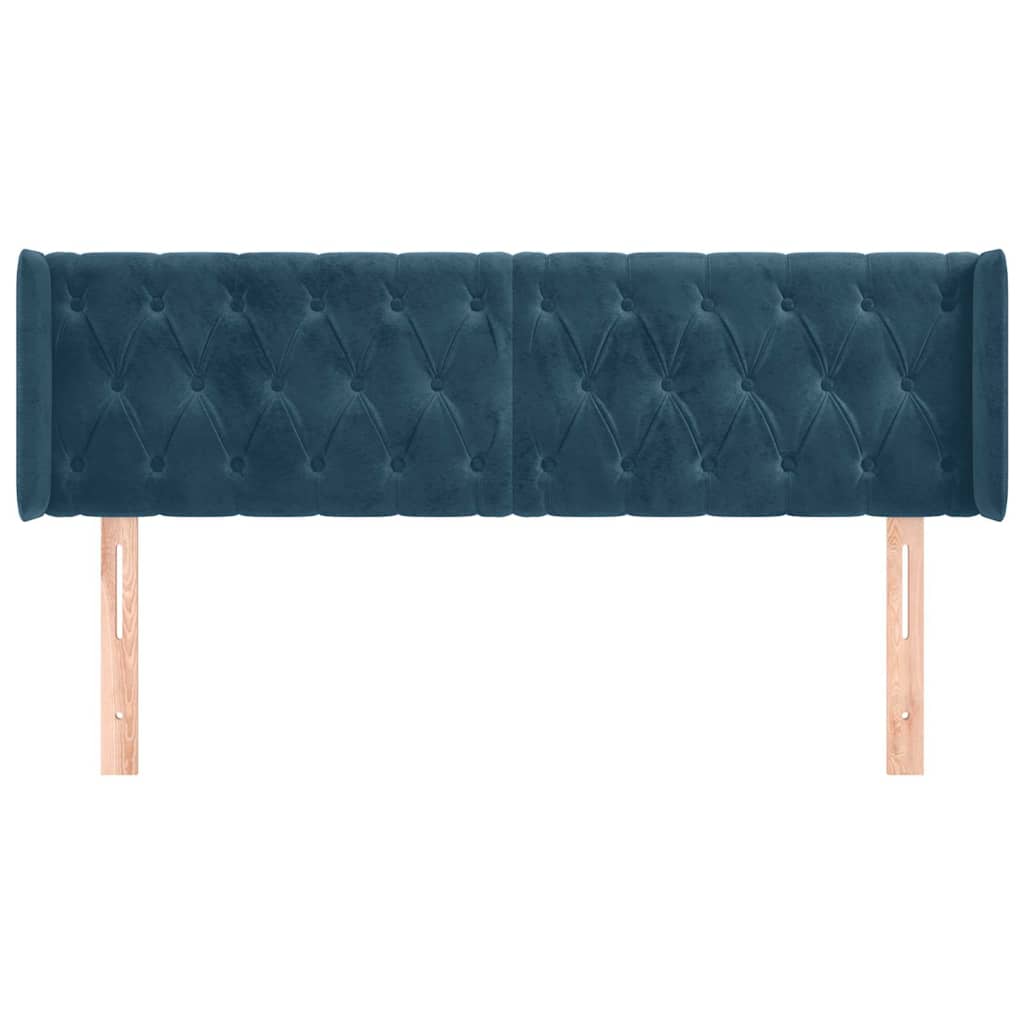 Kopfteil mit Ohren Dunkelblau 93x16x78/88 cm Samt