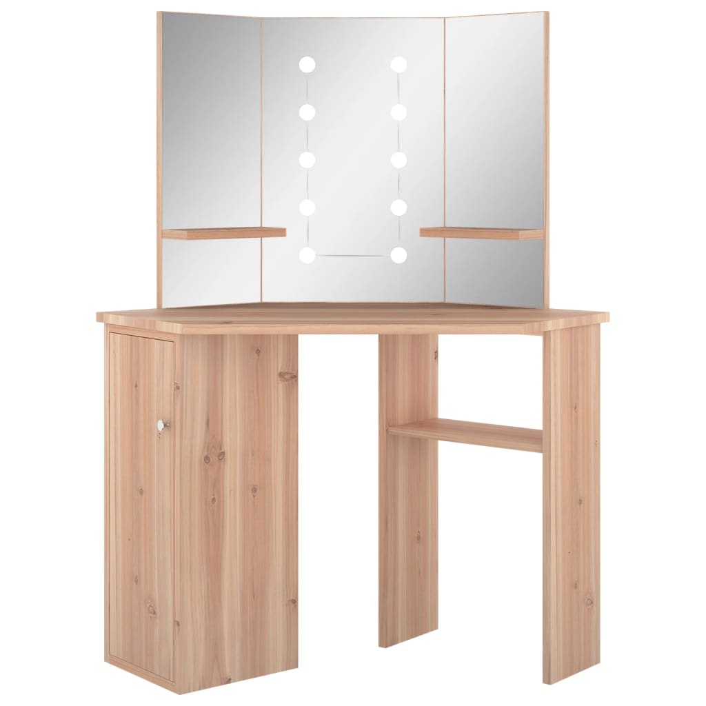 Eck-Schminktisch mit LED Grau 111x54x141,5 cm