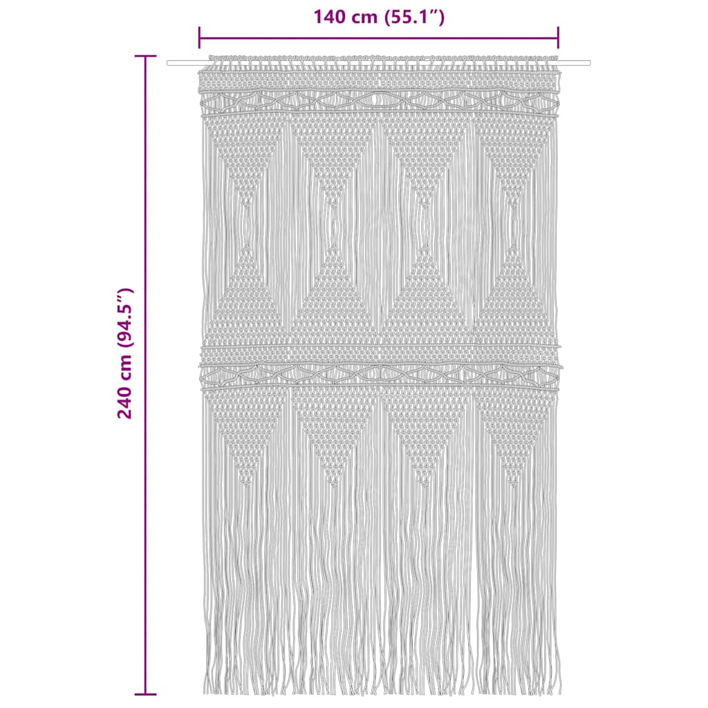 Makramee Vorhang 140x240 cm Baumwolle