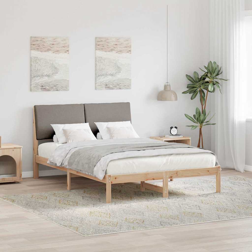 Bettgestell Braun und hellgrau 200 x 200 cm Massivholz Kiefer