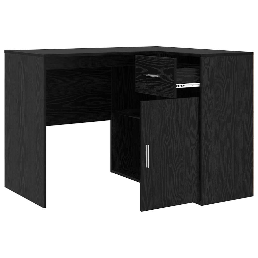 Eck-Schreibtisch Schwarz Eichen-Optik 102 x 88 x 75 cm